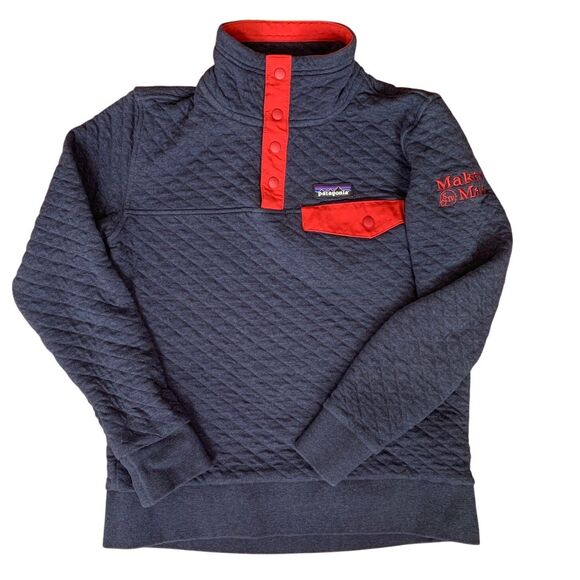 Patagonia Women's XS Cotton Quilt Snap-T Pullover Navy & Red Maker's Mark Logo - Picture 9 of 10